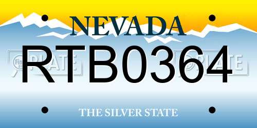RTB0364 Nevada License Plate