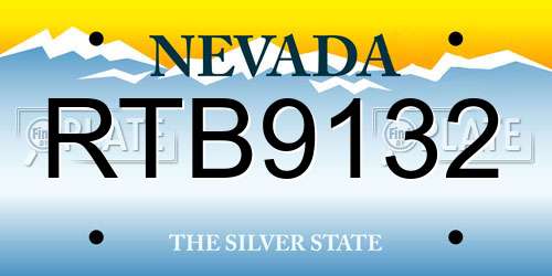 RTB9132 Nevada License Plate