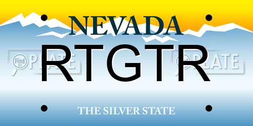 RTGTR Nevada License Plate