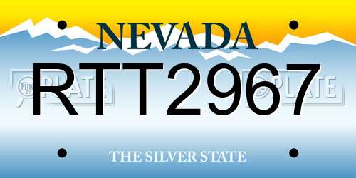 RTT2967 Nevada License Plate