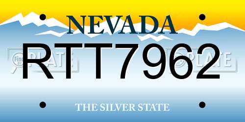 RTT7962 Nevada License Plate