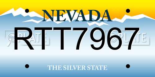 RTT7967 Nevada License Plate