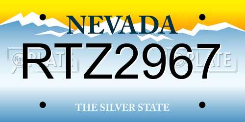 RTZ2967 Nevada License Plate