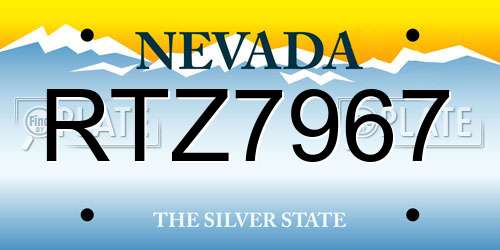 RTZ7967 Nevada License Plate