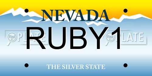 RUBY1 Nevada License Plate