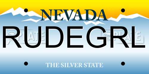 RUDEGRL Nevada License Plate