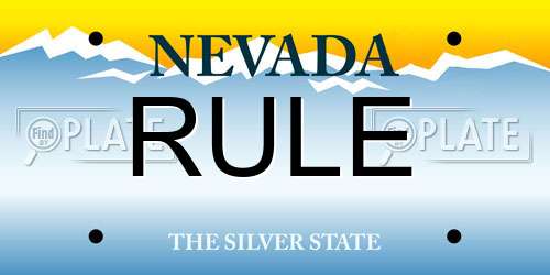 RULE Nevada License Plate