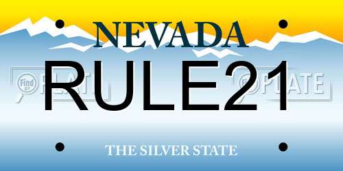 RULE21 Nevada License Plate