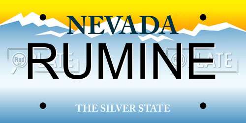 RUMINE Nevada License Plate