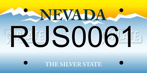 RUS0061 Nevada License Plate