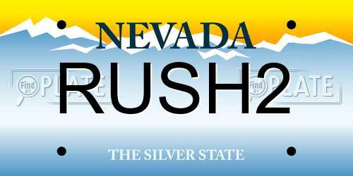 RUSH2 Nevada License Plate