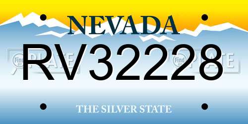 RV32228 Nevada License Plate