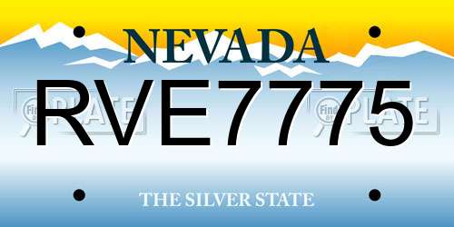 RVE7775 Nevada License Plate