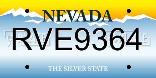 RVE9364 Nevada License Plate