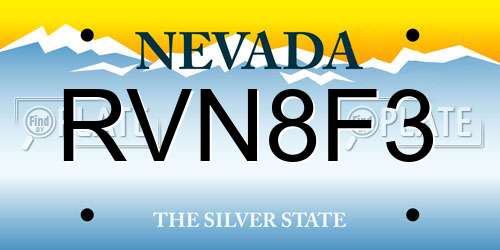 RVN8F3 Nevada License Plate