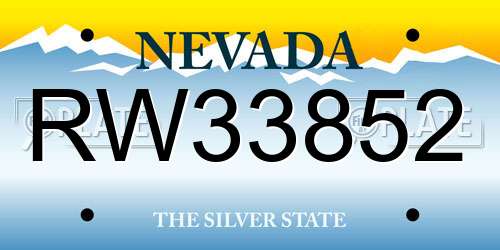 RW33852 Nevada License Plate