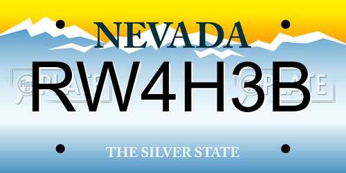 RW4H3B Nevada License Plate