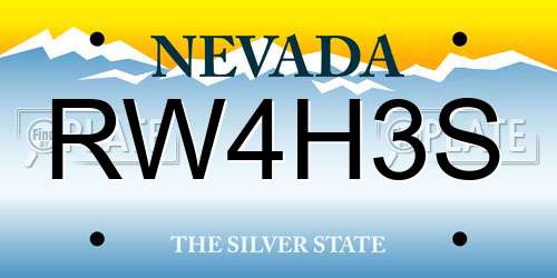 RW4H3S Nevada License Plate
