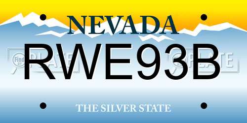 RWE93B Nevada License Plate