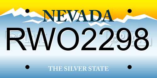 RWO2298 Nevada License Plate