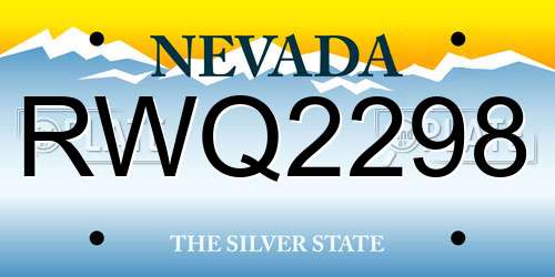 RWQ2298 Nevada License Plate