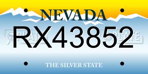 RX43852 Nevada License Plate