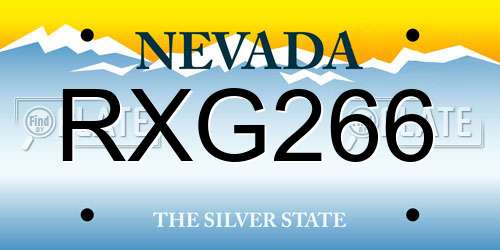 RXG266 Nevada License Plate