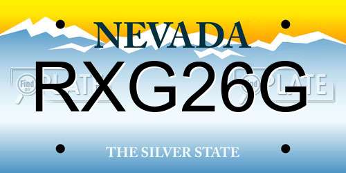 RXG26G Nevada License Plate