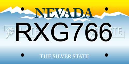 RXG766 Nevada License Plate