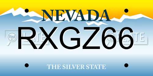 RXGZ66 Nevada License Plate