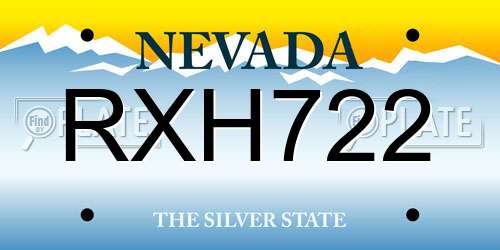 RXH722 Nevada License Plate