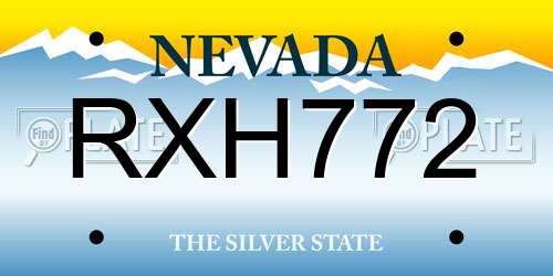 RXH772 Nevada License Plate