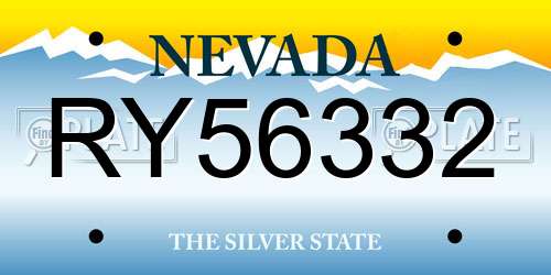 RY56332 Nevada License Plate