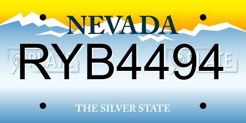 RYB4494 Nevada License Plate
