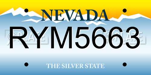 RYM5663 Nevada License Plate