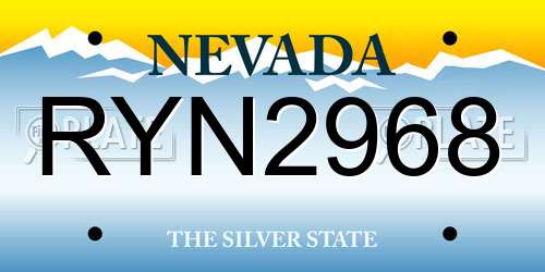 RYN2968 Nevada License Plate