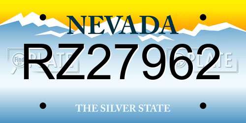 RZ27962 Nevada License Plate