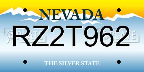 RZ2T962 Nevada License Plate