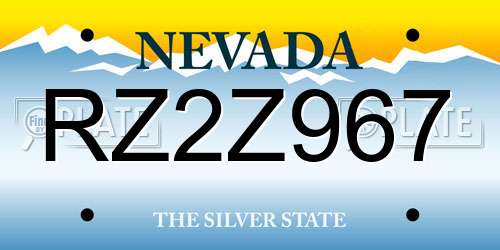 RZ2Z967 Nevada License Plate