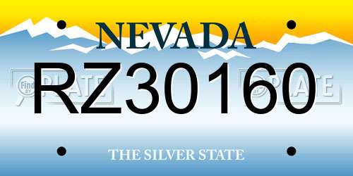 RZ30160 Nevada License Plate