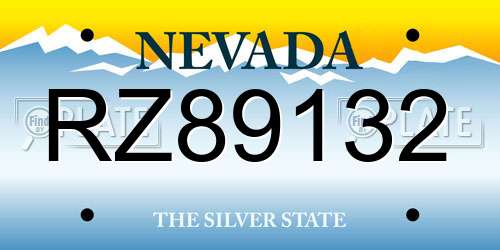 RZ89132 Nevada License Plate