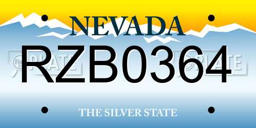 RZB0364 Nevada License Plate