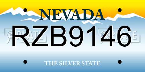 RZB9146 Nevada License Plate