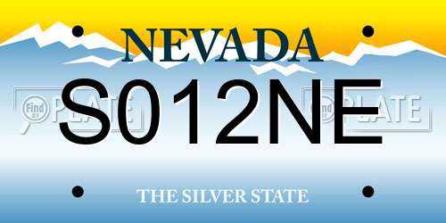 S012NE Nevada License Plate