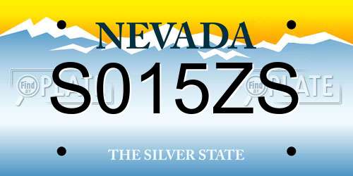 S015ZS Nevada License Plate