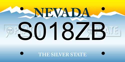 S018ZB Nevada License Plate