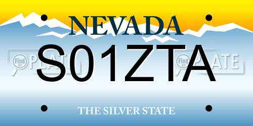 S01ZTA Nevada License Plate