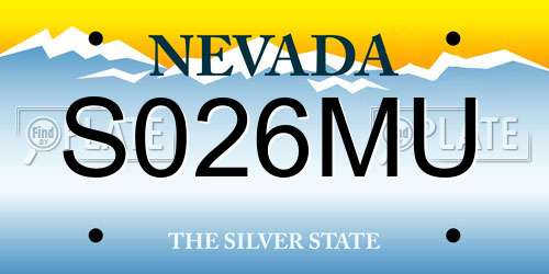 S026MU Nevada License Plate