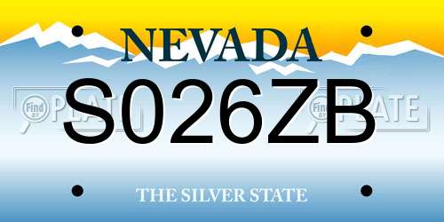 S026ZB Nevada License Plate