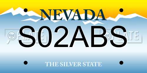 S02ABS Nevada License Plate